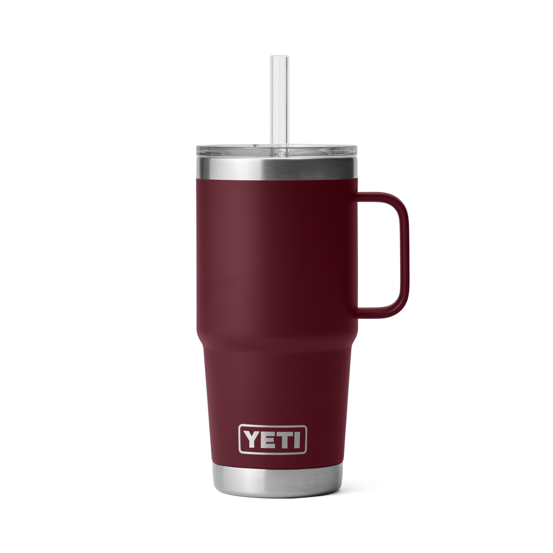 YETI Rambler 25 oz Tumbler with Handle and Straw Lid, Travel Mug Water Tumbler, Vacuum Insulated Cup with Handle, Stainless Steel, Wild Vine Red
