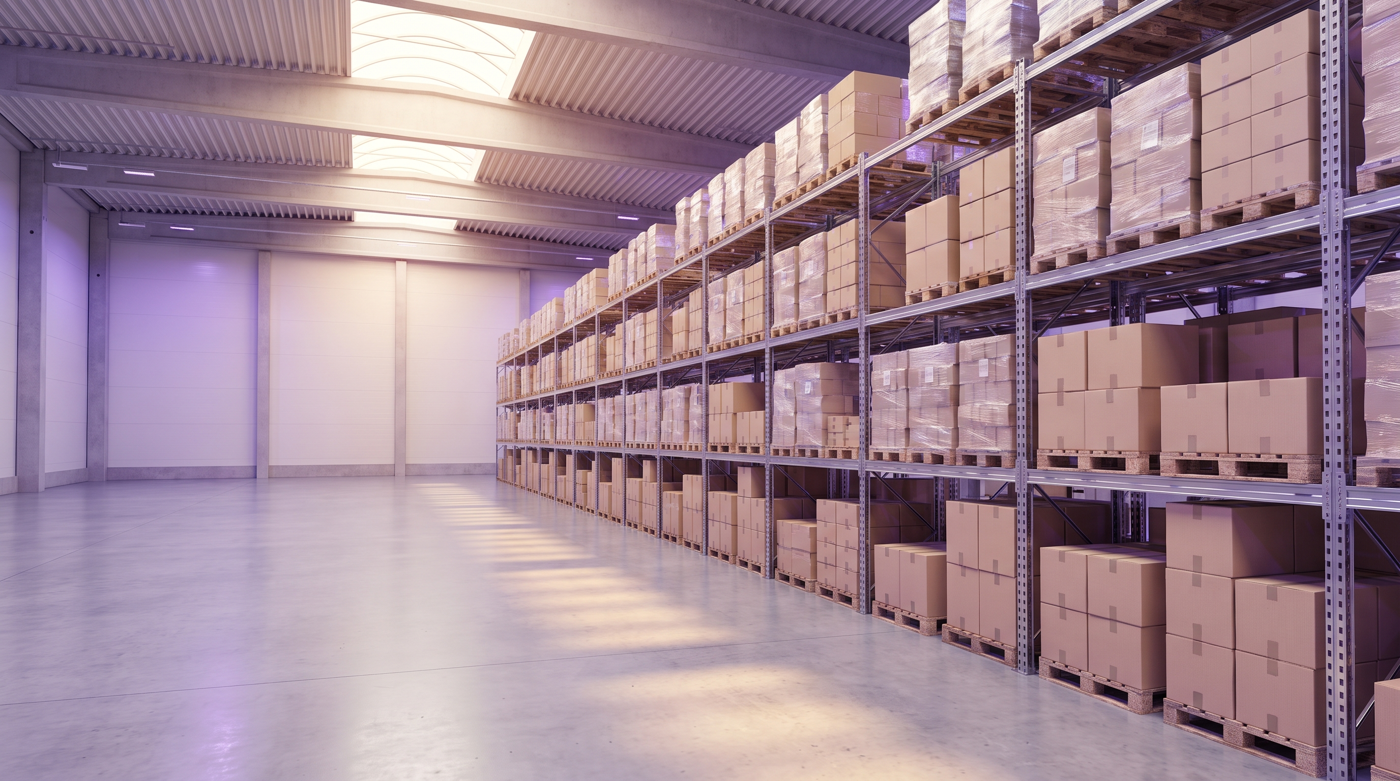 Century Wholesale distribution warehouse with stocked shelves